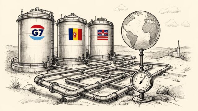 Illustration of G7 fuel reserve tanks connected to a globe with pressure gauge