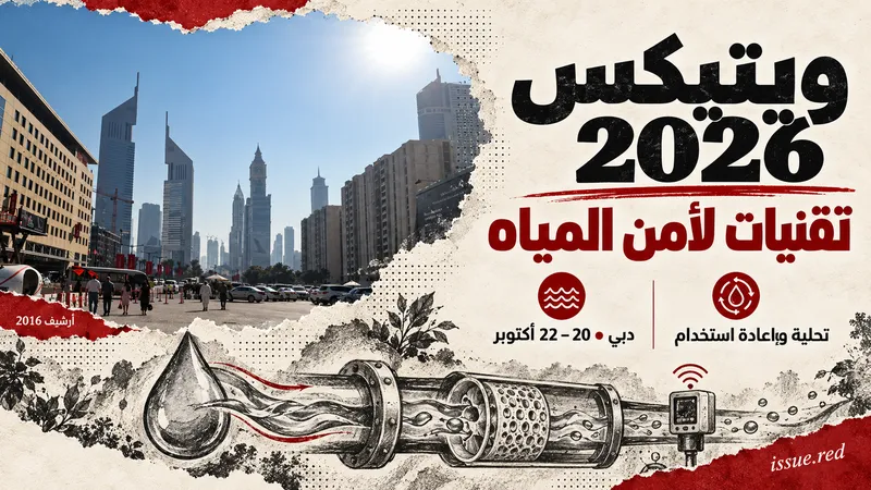 كولاج تحريري بصورة أرشيفية من منطقة مركز دبي التجاري العالمي ورسوم توضيحية للمياه والأنابيب