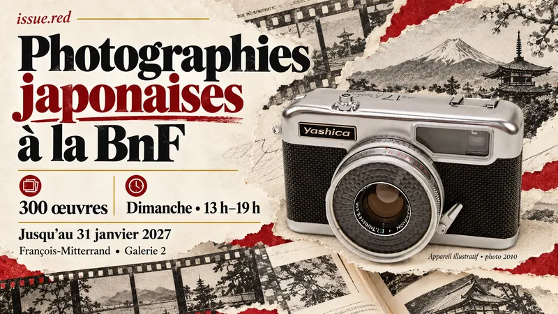 BnF : photographies japonaises, 300 œuvres, dimanche 13 h–19 h, jusqu’au 31 janvier 2027 ; appareil photo illustratif.