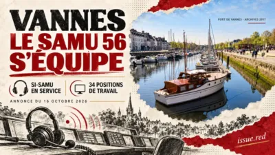 Vannes : le SAMU 56 s’équipe du SI-SAMU, 34 positions de travail ; photo du port en 2017 et illustration éditoriale.