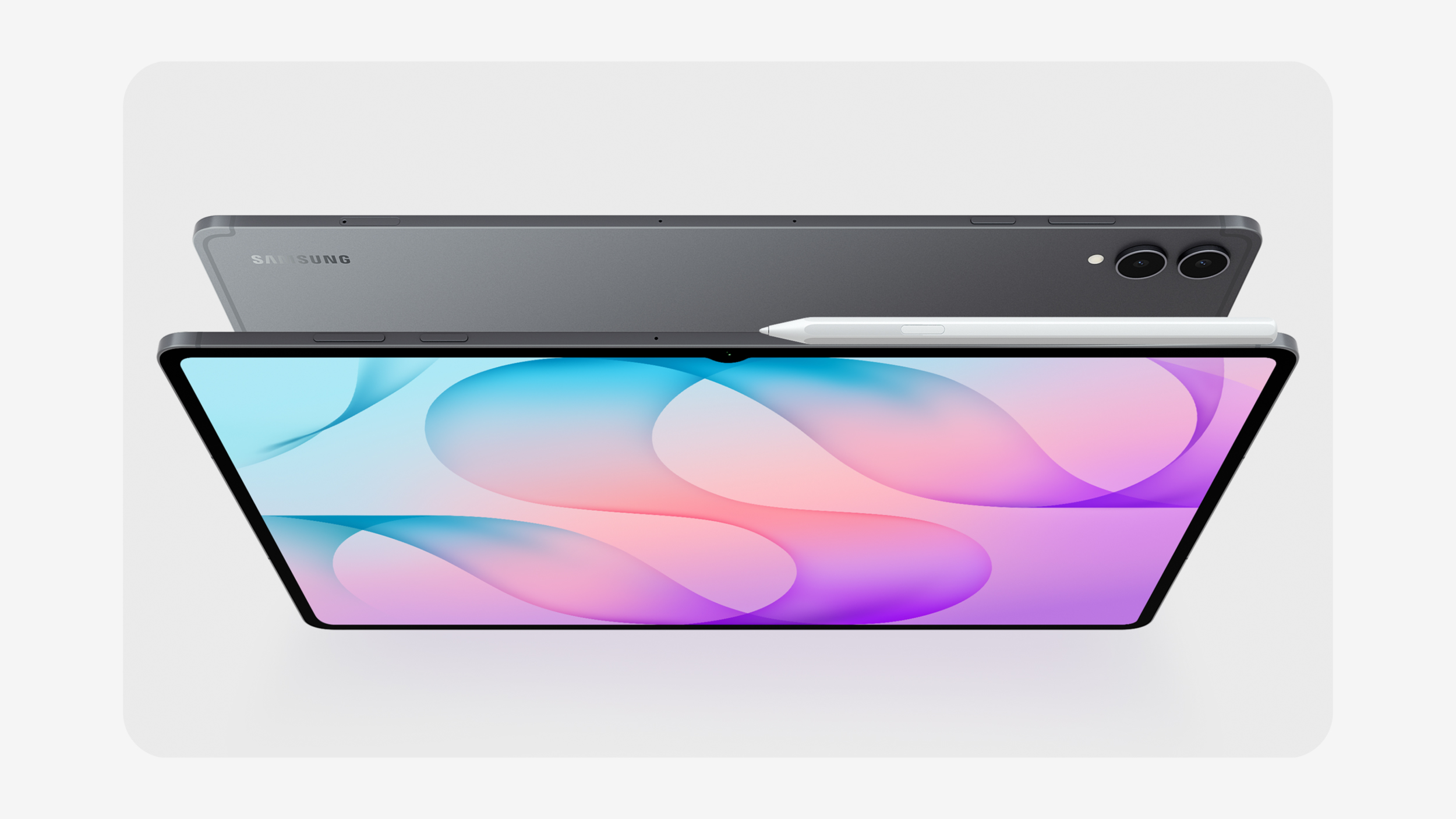 ภาพประชาสัมพันธ์ Galaxy Tab S12 Ultra ด้านหน้าและด้านหลัง พร้อม S Pen