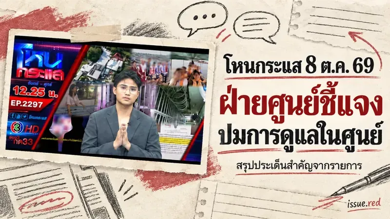 คอลลาจกระดาษครีมกับภาพประชาสัมพันธ์รายการโหนกระแสตอนโสธรชัยขอพูดบ้าง วันที่ 8 ตุลาคม 2569