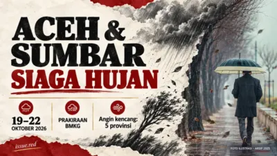 Prakiraan BMKG 19–22 Oktober 2026: Aceh dan Sumbar siaga hujan; foto ilustrasi arsip 2025.