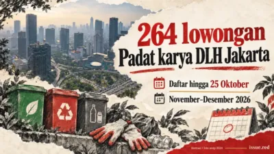Kolase foto arsip Jakarta dan gambar simbolis tempat sampah terpilah dengan tenggat pendaftaran 25 Oktober