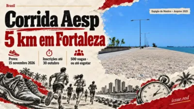 Corrida Aesp de 5 km em Fortaleza, em 15 de novembro de 2026; inscrições até 30 de outubro ou esgotamento das 500 vagas. Foto de arquivo de 2025.