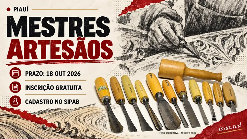 Piauí: Carteira de Mestre Artesão,18outubro2026,inscrição gratuita;ferramentas de arquivo2009.