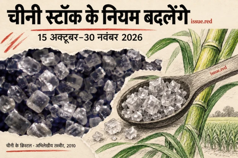 क्रीम कागज पर चीनी के क्रिस्टल की अभिलेखीय तस्वीर और गन्ने-चम्मच का कोलाज