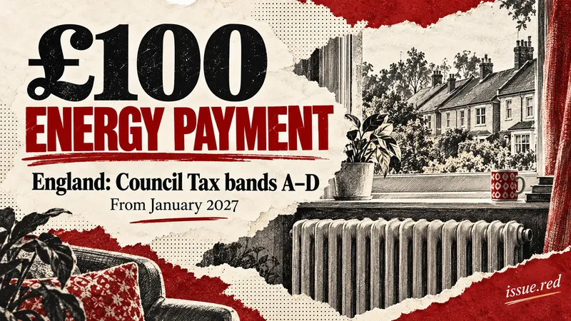 Illustration of a home and radiator with details of England’s £100 energy payment