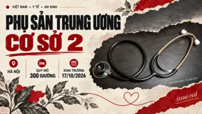 Phụ sản Trung ương Cơ sở 2:Hà Nội,quy mô300giường,khai trương17/10/2026;ống nghe minh họa.