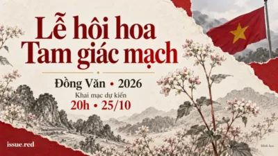 Tranh hoa Tam giác mạch và núi đá mang tính biểu tượng, ghép ảnh cờ Việt Nam lưu trữ, với lịch khai mạc dự kiến tối 25/10