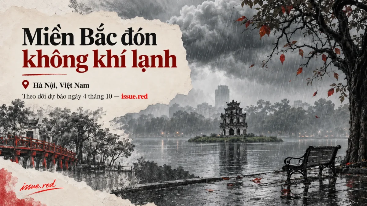 Tranh ghép biên tập về mây mưa và cảnh quan Hà Nội khi đón không khí lạnh