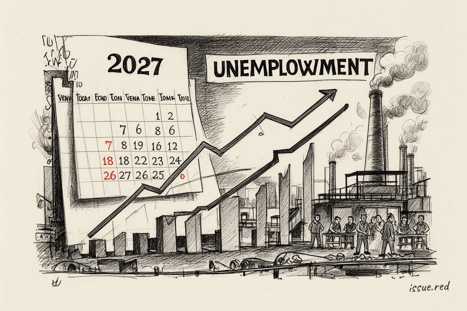 Graph of job growth and unemployment with election calendar in background